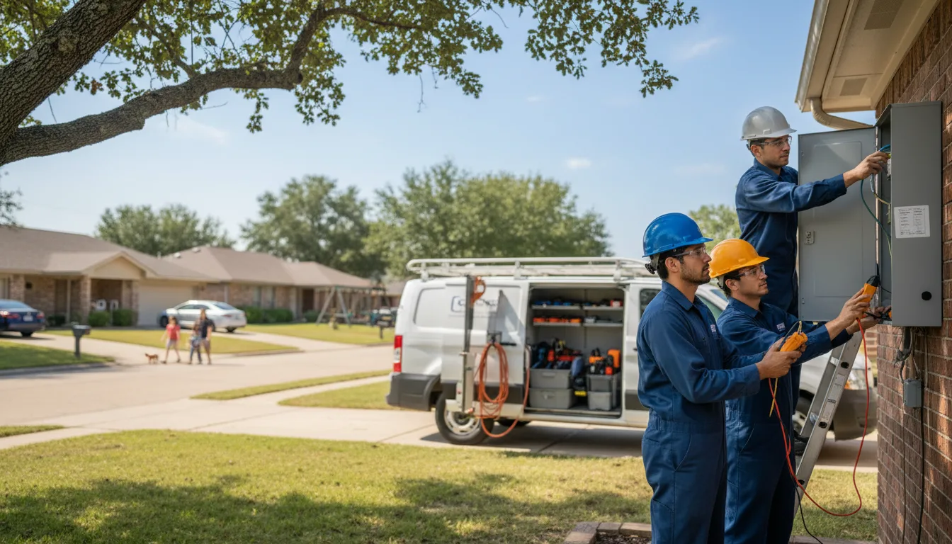 Certified electrician providing emergency electrical services in Hamshire, TX